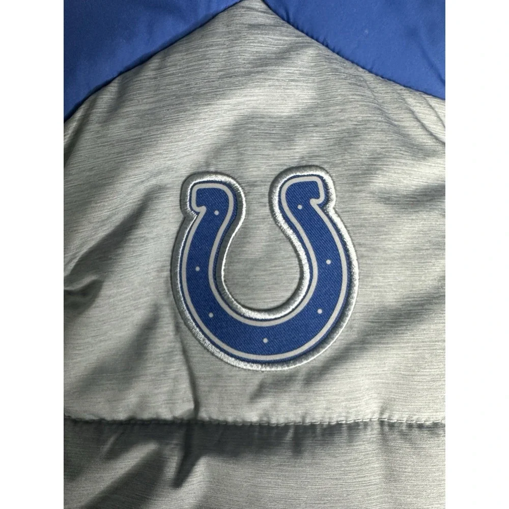 Nike Indianapolis Colts Puffer Vest Full Zip Grey and Blue Size S